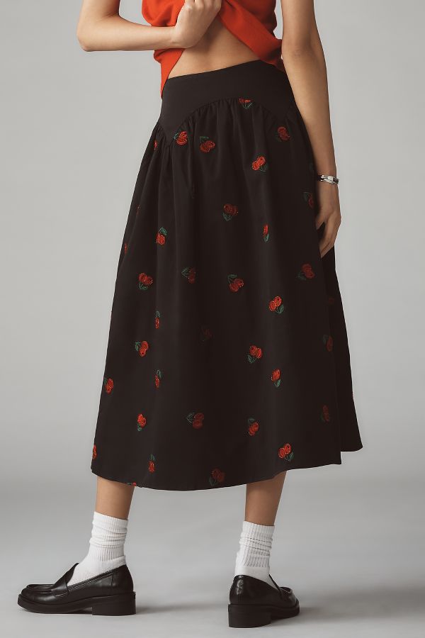 Slide View: 3: Avec Les Filles Petite Cherry Applique Midi Skirt