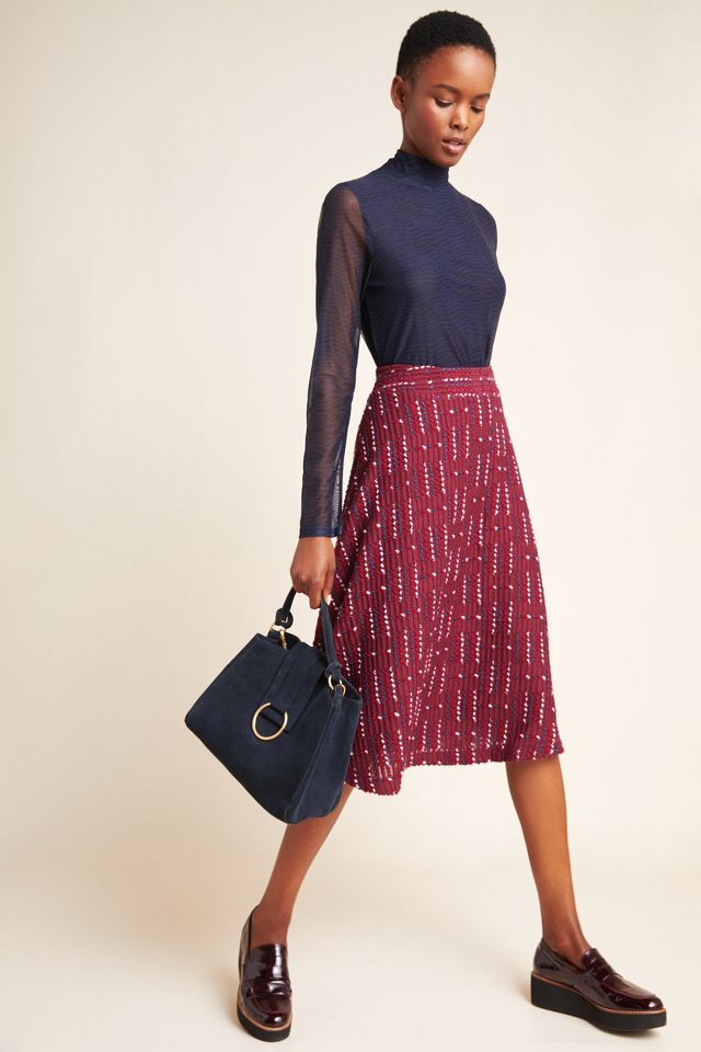 Maeve Anisa Textured Midi Skirt | Anthropologie