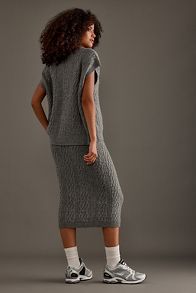 Slide View: 2: Selected Femme Elina Marie Cable-Knit Wool Midi Skirt