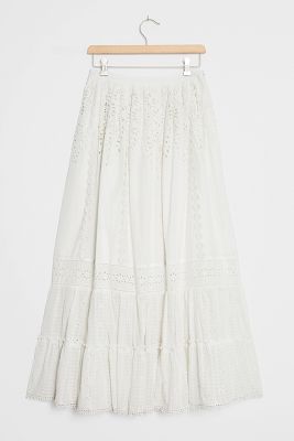 white eyelet maxi skirt