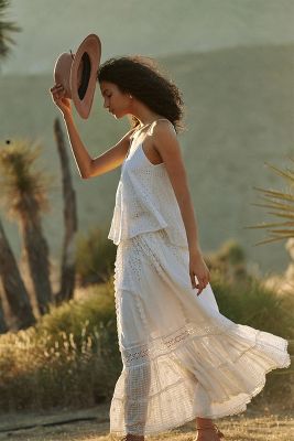 white eyelet maxi skirt