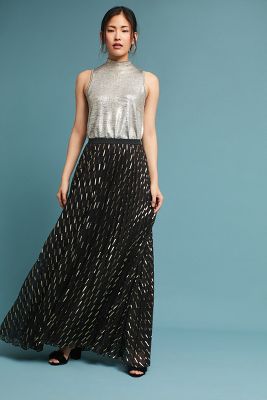 metallic maxi skirt