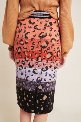 leopard sweater knit pencil skirt