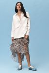 Thumbnail View 1: RIXO Leopard Preslee Silk Ruffled Midi Skirt