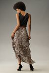 Thumbnail View 2: RIXO Leopard Preslee Silk Ruffled Midi Skirt