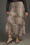 Thumbnail View 7: RIXO Leopard Preslee Silk Ruffled Midi Skirt