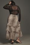 Thumbnail View 8: RIXO Leopard Preslee Silk Ruffled Midi Skirt