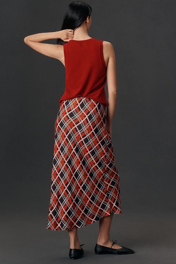 Slide View: 4: RIXO Ardith Check Midi Slip Skirt