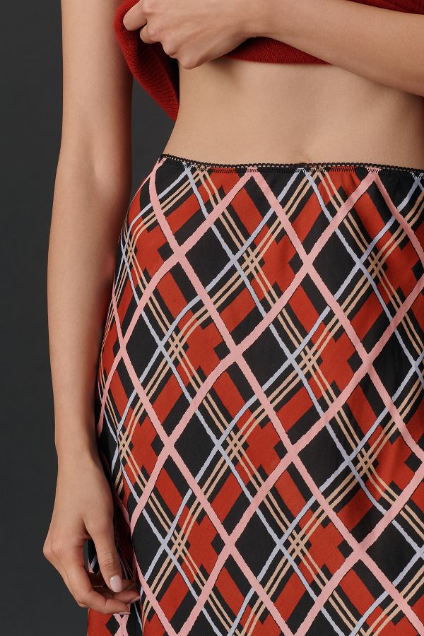 Slide View: 5: RIXO Ardith Check Midi Slip Skirt