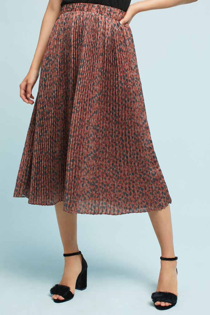 Pleated Leopard Skirt | Anthropologie