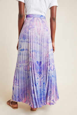 purple pleated maxi skirt