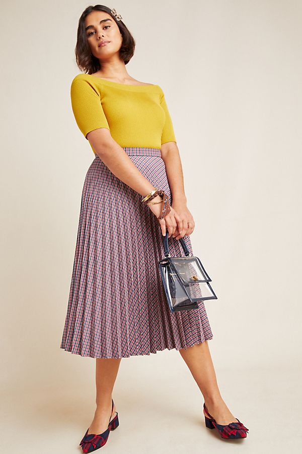 Slide View: 1: Wilma Pleated Midi Skirt
