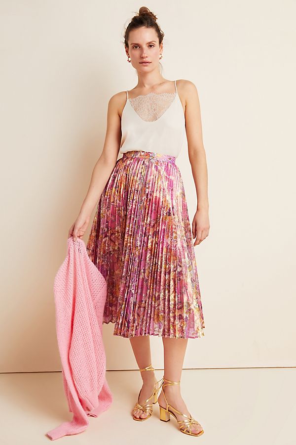 Slide View: 1: Donna Pleated Midi Skirt