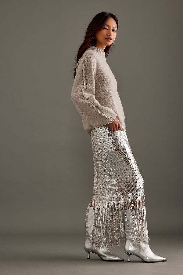 Slide View: 5: Stella Nova Sequin Fringe Midi Skirt