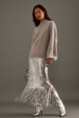 Stella Nova Sequin Fringe Midi Skirt