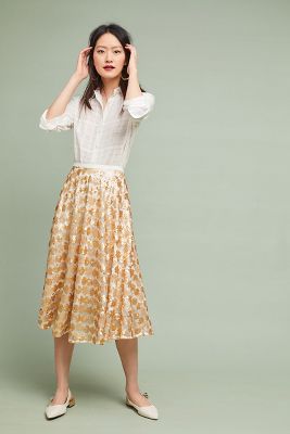 gold sequin midi skirt uk