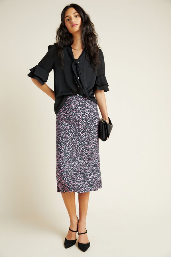 Wild Rose Bias Midi Skirt | Anthropologie