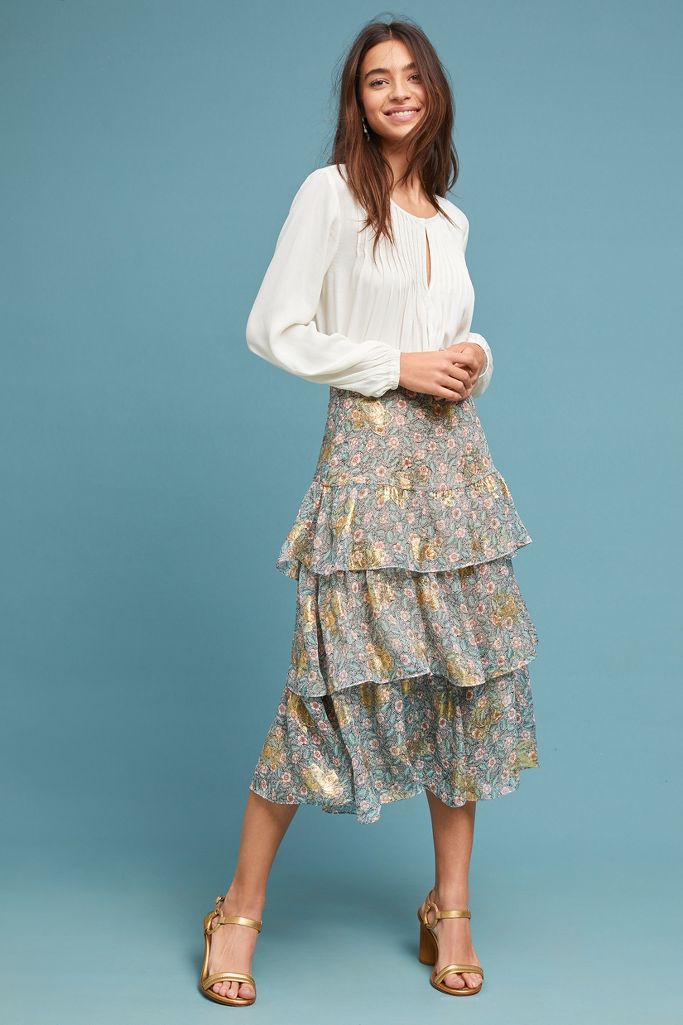 Tiered Floral Skirt | Anthropologie