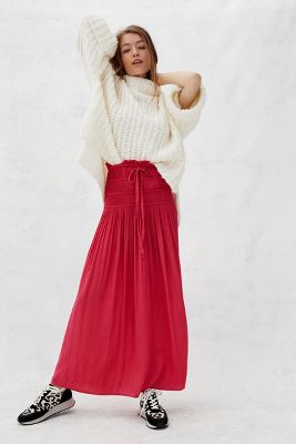 smocked maxi skirt