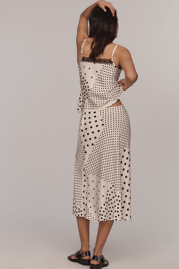 Slide View: 3: By Anthropologie Polka Dot Midi Slip Skirt