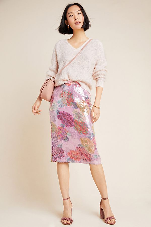 Slide View: 1: Paillette Pencil Skirt