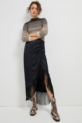 fringe maxi skirt