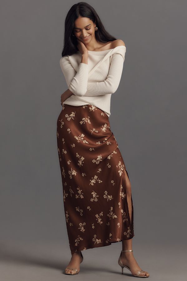 Slide View: 1: The Tilda Maxi Slip Skirt: Side Slit Edition