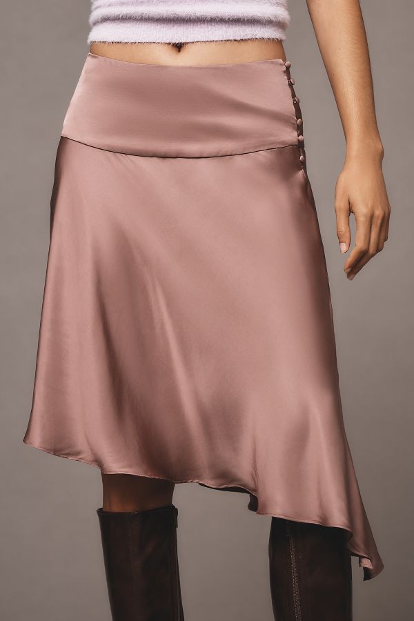 Slide View: 2: By Anthropologie Asymmetrical Slip Midi Skirt