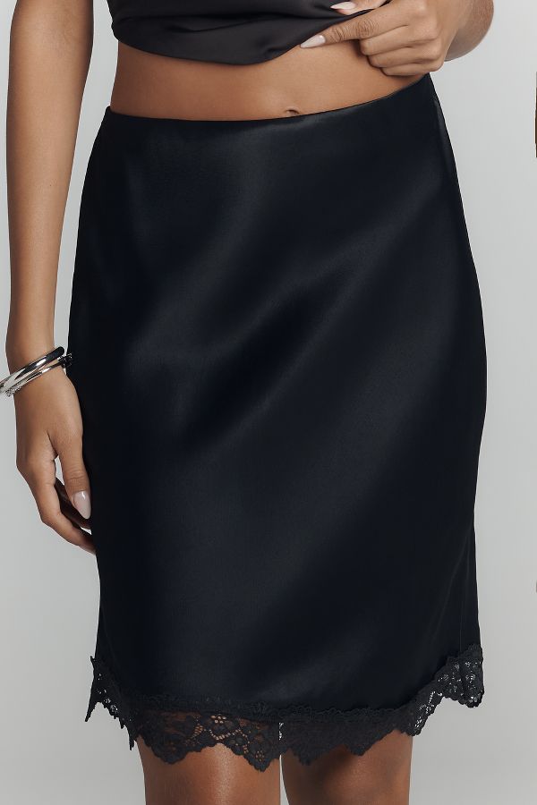 Slide View: 4: The Tilda Knee-Length Slip Skirt: Lace Trim Edition