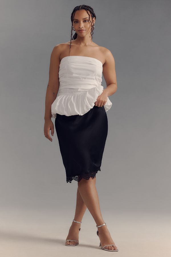 Slide View: 5: The Tilda Knee-Length Slip Skirt: Lace Trim Edition