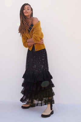 tiered tulle maxi skirt