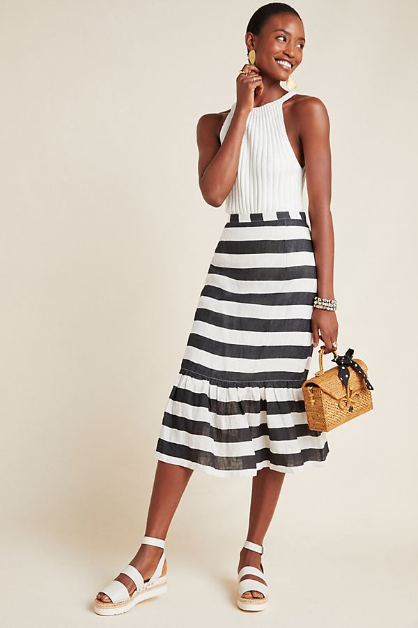 Slide View: 1: Cleo Striped Midi Skirt