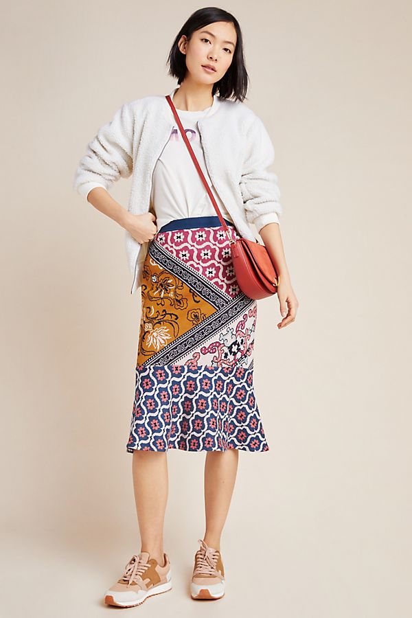 Slide View: 1: Taylor Flounced Midi Skirt