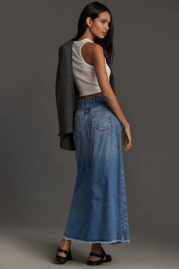 Slide View: 4: The Madi Front-Slit Denim Skirt by Pilcro