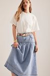 Thumbnail View 2: Pilcro Pleated Basque-Waist Denim Midi Skirt