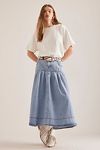 Thumbnail View 1: Pilcro Pleated Basque-Waist Denim Midi Skirt