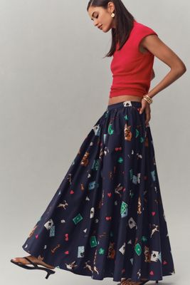 The Jacie Poplin Printed Maxi Skirt by Maeve