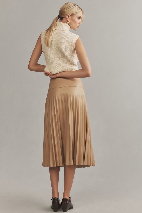 Slide View: 4: Caballero Belted Faux-Leather Midi Skirt