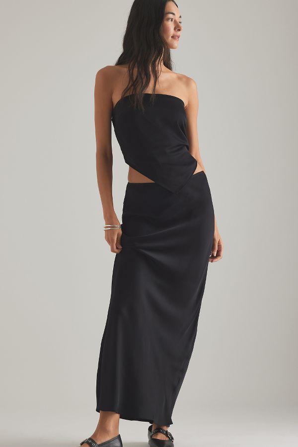 Slide View: 3: Satin Bias Maxi Slip Skirt