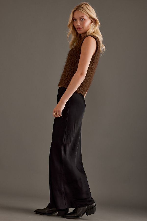 Slide View: 4: Satin Bias Maxi Slip Skirt