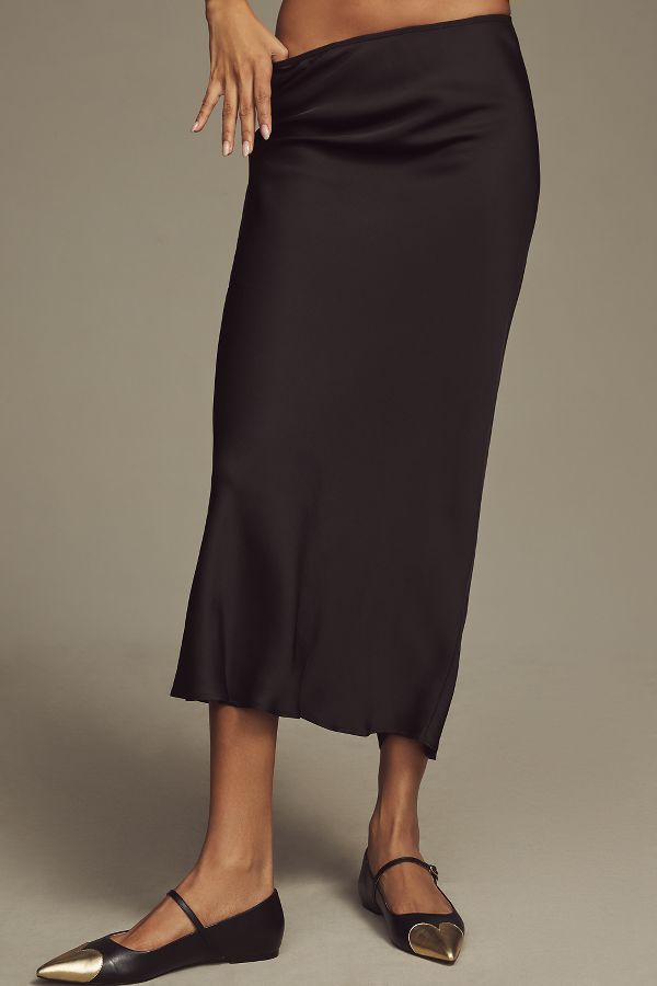 Slide View: 5: By Anthropologie Satin Bias-Cut Maxi Skirt