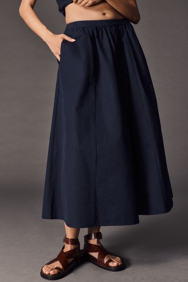 Slide View: 3: The Jacie Poplin Midi Skirt by Maeve