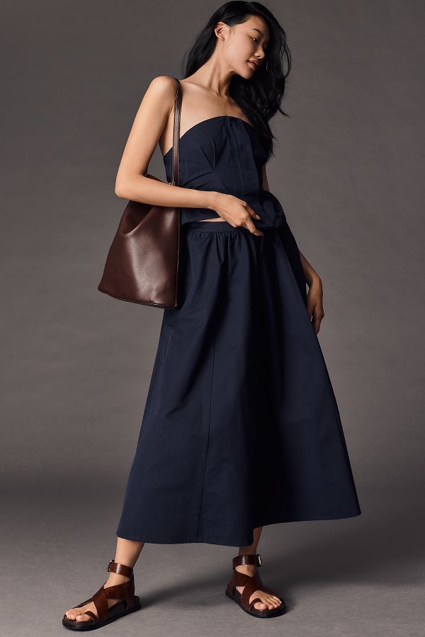 Slide View: 1: The Jacie Poplin Midi Skirt by Maeve