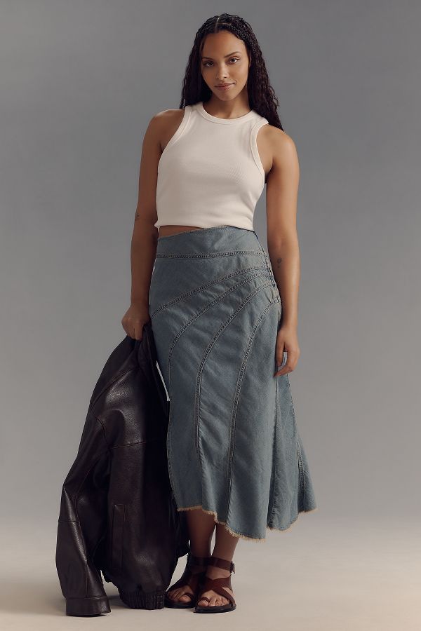 Vista diapositiva: 5: Pilcro Denim Midi Slip Skirt