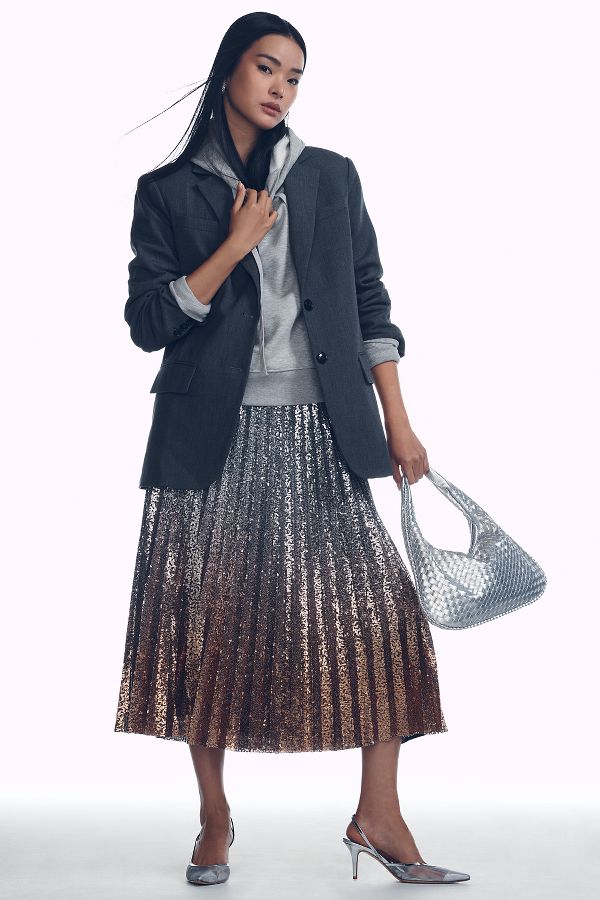 Slide View: 2: Le Superbe Belinda Plissé Midi Skirt