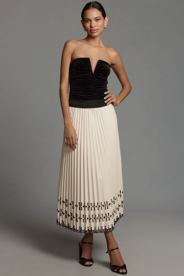 Slide View: 1: Le Superbe Pleats to Meet You Faux-Leather Midi Skirt