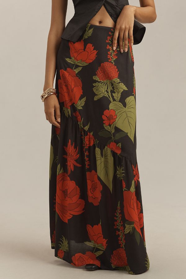 Slide View: 2: Farm Rio Floral Maxi Slip Skirt