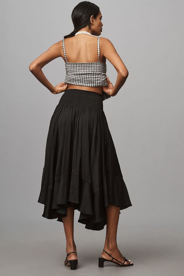 Slide View: 5: By Anthropologie Smocked-Waist Asymmetrical Skirt