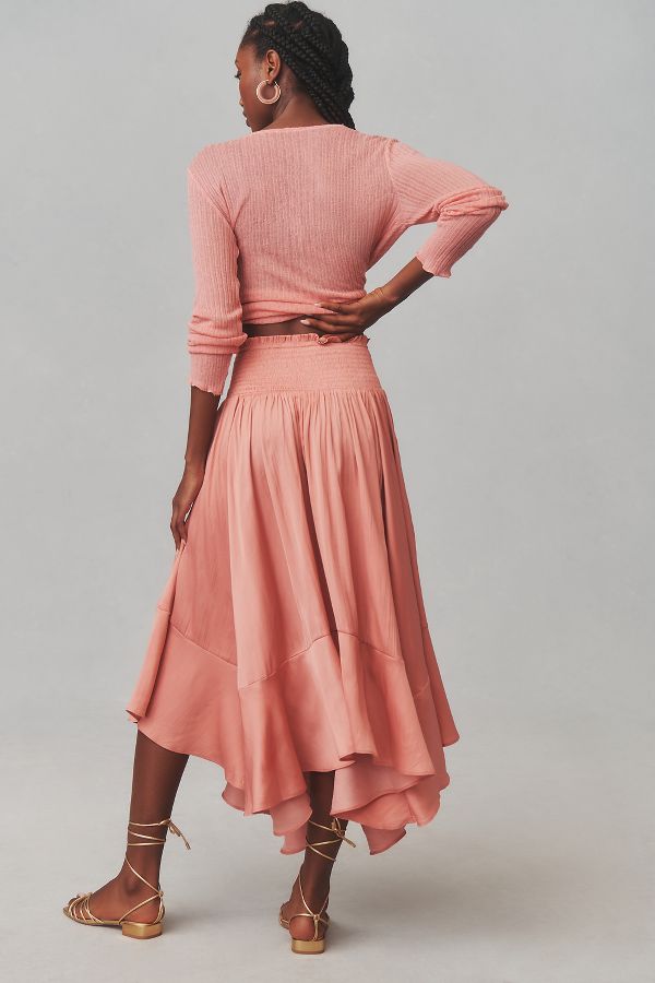 Slide View: 4: By Anthropologie Smocked-Waist Asymmetrical Skirt