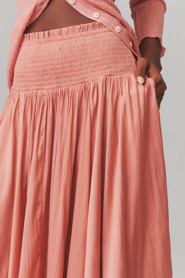 Slide View: 5: By Anthropologie Smocked-Waist Asymmetrical Skirt